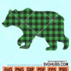 Buffalo plaid bear clipart svg