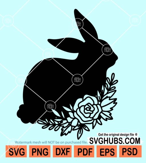 Bunny with flowers svg