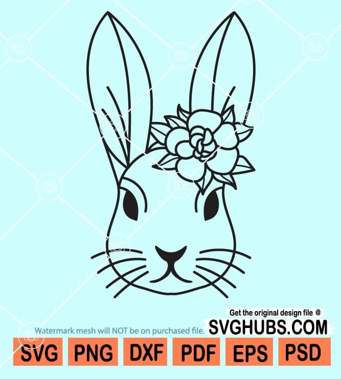 Bunny with flowers svg