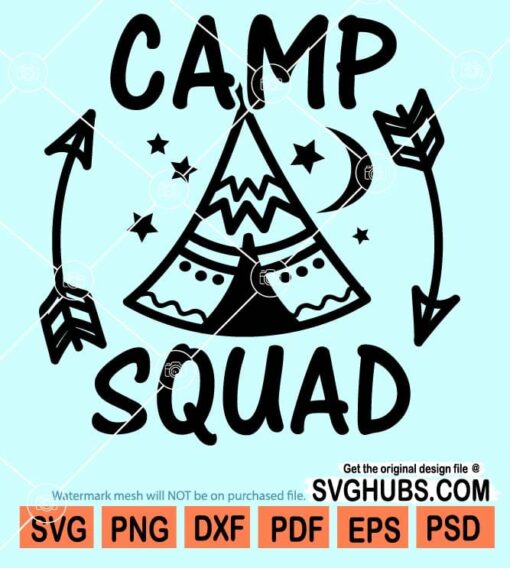 Camp squad tent svg