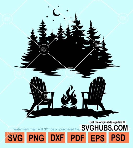 Camping Lake scene svg