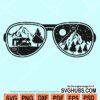 Camping scene inside sunglasses svg
