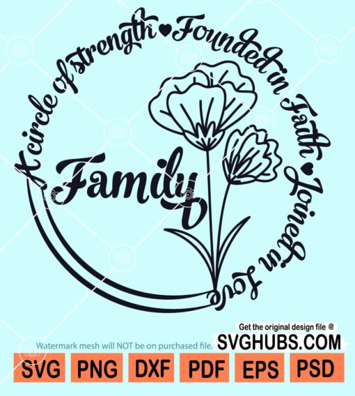 Circle family floral wreath svg