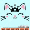 Cute cat face with crown svg