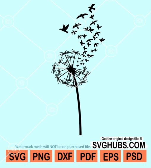 Dandelion with birds svg