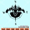 Deer in forest and hunting compass svg