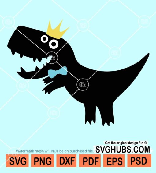 Dinosaur with bow and crown svg