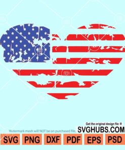 Distressed American flag heart shape svg