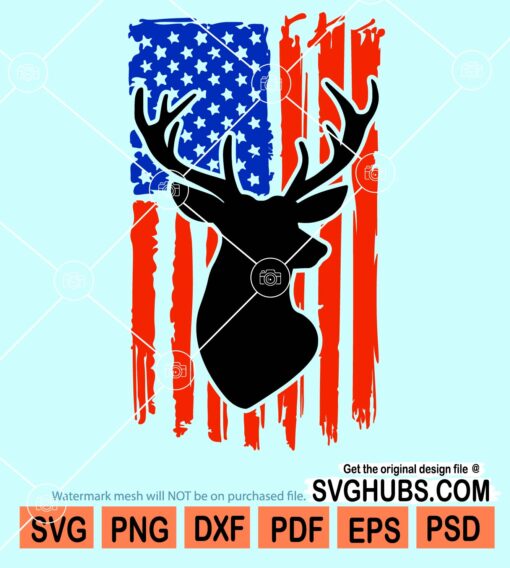 Distressed american flag deer hunting svg