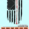 Distressed thin red line baseball bat american flag svg
