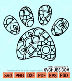 Dog paw mandala svg
