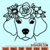 Dog with flower crown svg