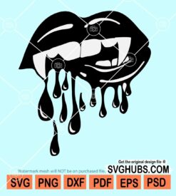 Dripping halloween vampire lips svg