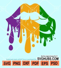 Dripping mardi gras lips svg