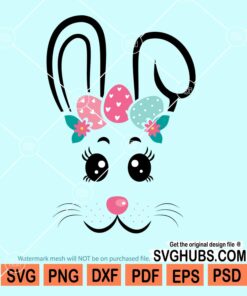 Easter bunny face with eggs svg