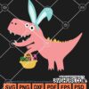 Easter dinosaur with bunny ears and eggs svg