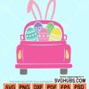 Easter truck with eggs and bunny ears svg