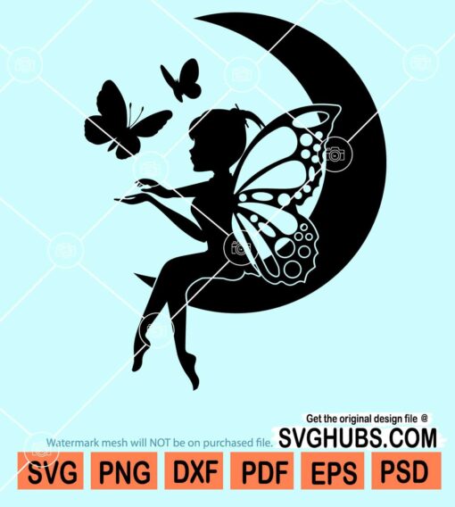 Fairy moon girl svg