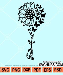 Faith butterfly sunflower svg