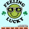 Feeling lucky smiley with clover sunglasses svg