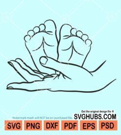 Female hands with baby feet svg