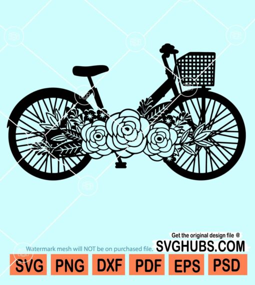 Floral bicycle svg