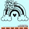 Floral boho rainbow with heart svg