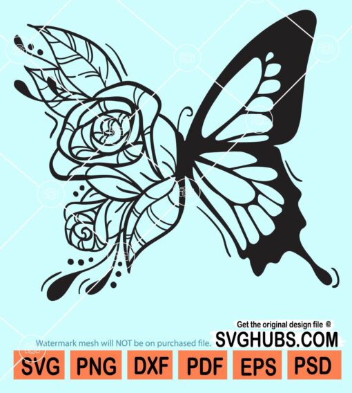 Floral butterfly svg