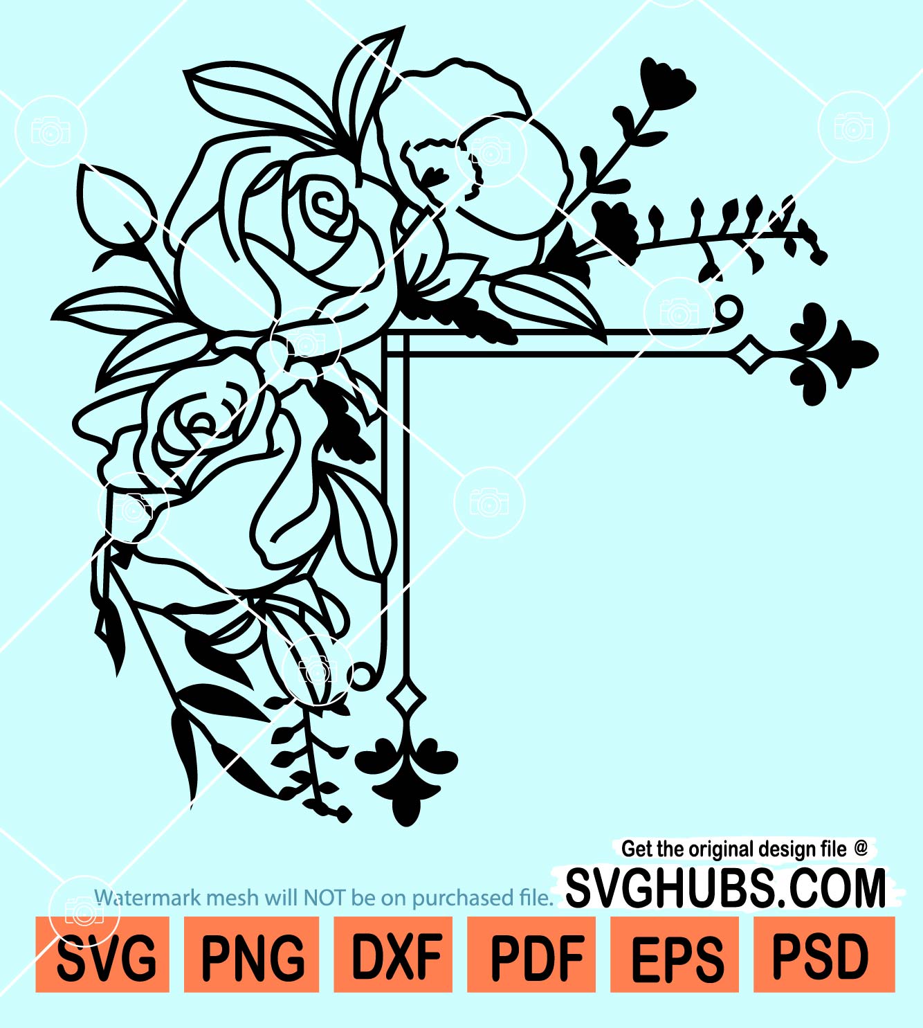 Floral corner border svg, Floral corner svg, wedding border svg