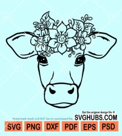 Floral cow head svg