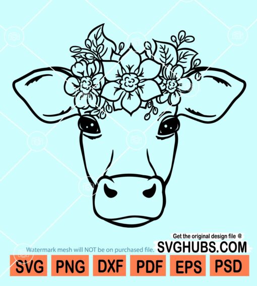 Floral cow head svg