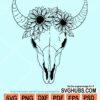 Floral cow skull svg