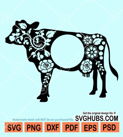 Floral cow svg