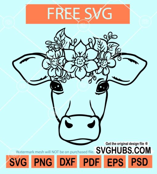 Floral cow svg free