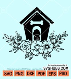 Floral dog house svg