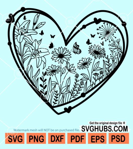 Floral double heart svg