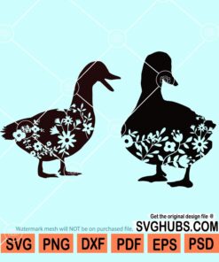 Floral duck couple svg