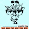 Floral giraffe with glasses svg