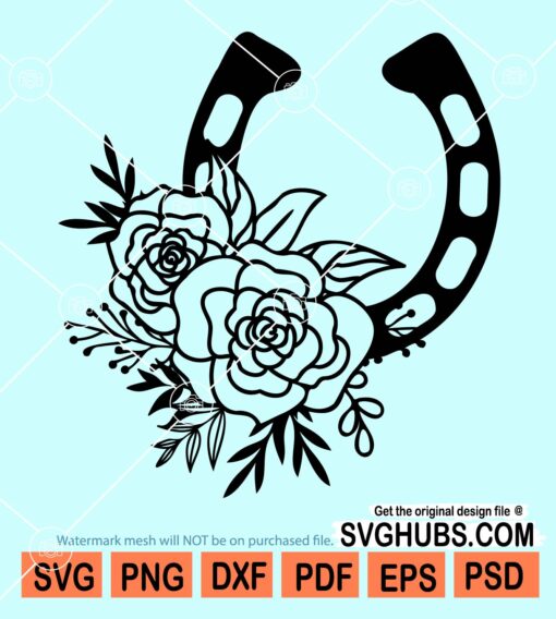 Floral horse shoe svg