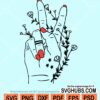 Floral peace hand sign svg
