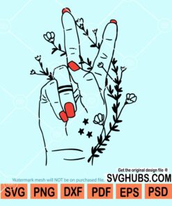 Floral peace hand sign svg