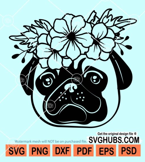 Floral pug svg