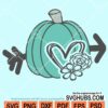 Floral pumpkin with heart and arrow svg