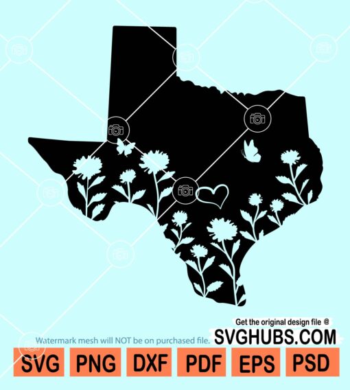 Floral texas state svg