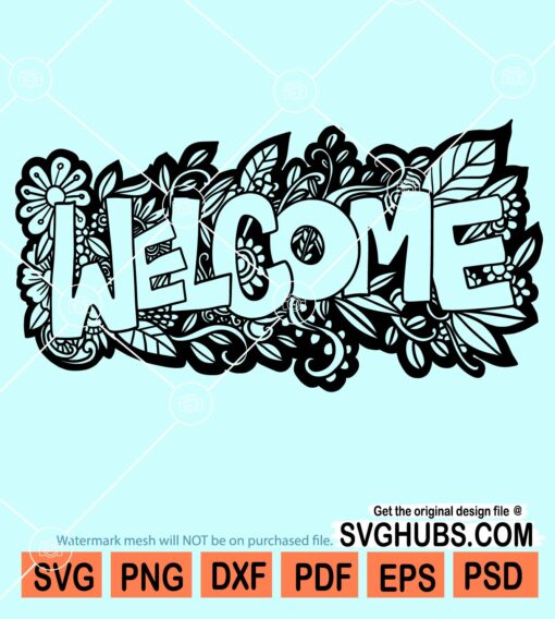 Floral welcome sign svg