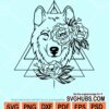 Floral wolf svg
