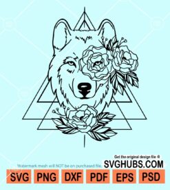 Floral wolf svg
