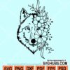 Floral wolf svg