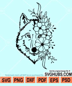 Floral wolf svg