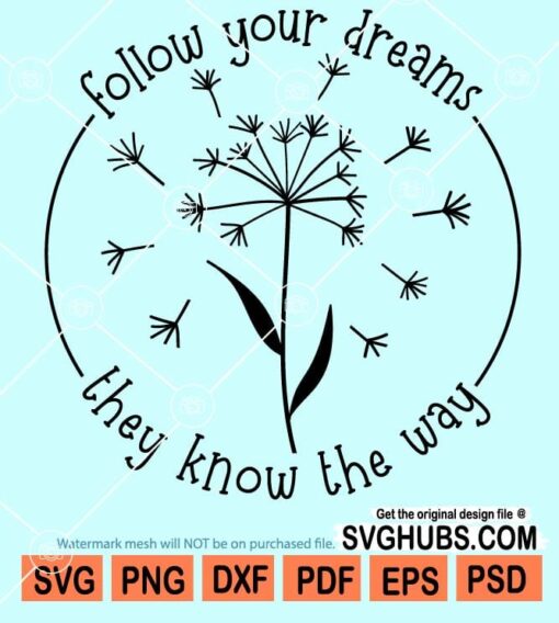 Follow your dreams they know the way svg
